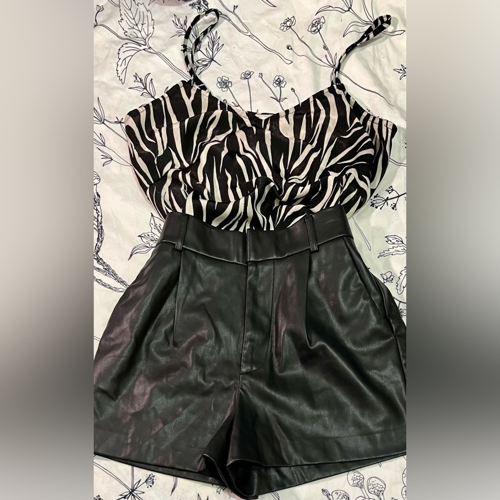 Time and Tru Black and Ivory White Silky Camisole
